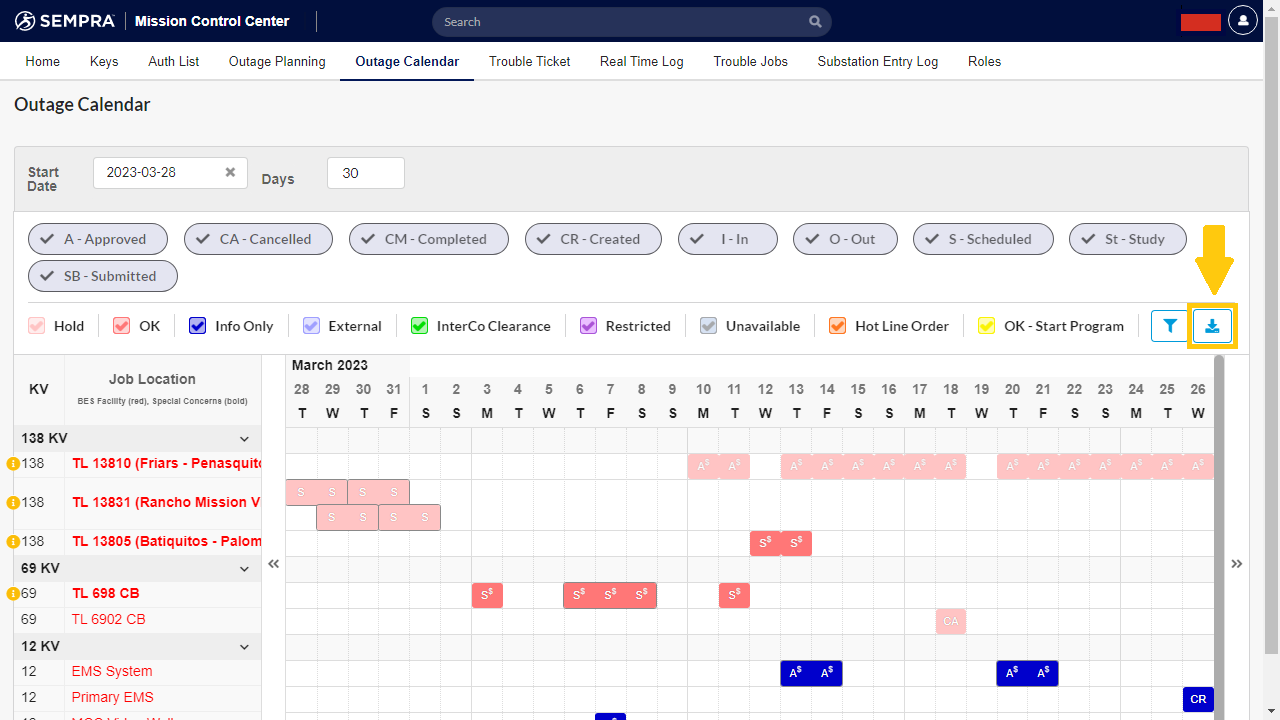 Outage Calendar DL